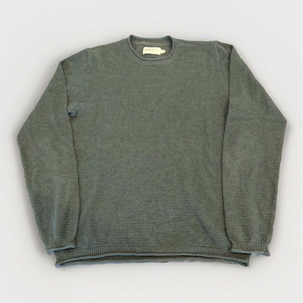 Wellen Shirt Sweater Mens M Long Sleeve Roll Hem Waffle Texture Cotton Cashmere